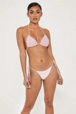 YSR Arabella Pearl Tie Up Bikini Bottom - Pink MESHKI SWIM