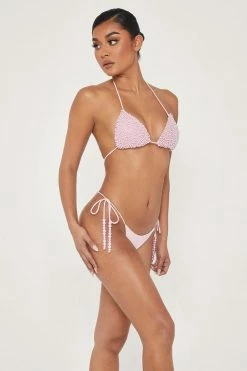 YSR Arabella Pearl Tie Up Bikini Bottom - Pink MESHKI SWIM