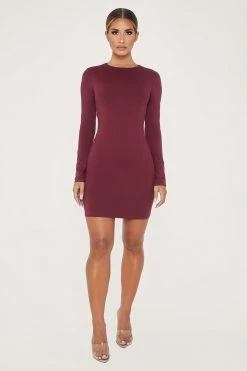 WXI Rayne Long Sleeve Mini Dress - Burgundy DRESSES