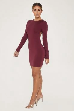 WXI Rayne Long Sleeve Mini Dress - Burgundy DRESSES 8 WXI Rayne Long Sleeve Mini Dress - Burgundy DRESSES