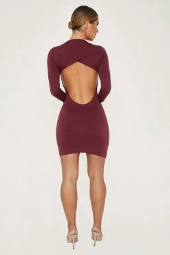 WXI Rayne Long Sleeve Mini Dress - Burgundy DRESSES 7 WXI Rayne Long Sleeve Mini Dress - Burgundy DRESSES