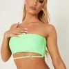 GLD MESHKI SWIM Kyndall Meshki Logo Strap Bandeau Bikini Top - Green