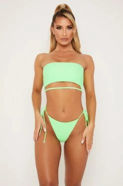 GLD MESHKI SWIM Kyndall Meshki Logo Strap Bandeau Bikini Top - Green