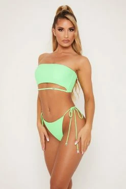 GLD MESHKI SWIM Kyndall Meshki Logo Strap Bandeau Bikini Top - Green