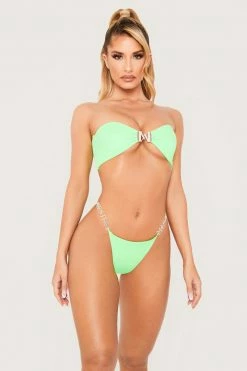 GLD Sydnie Diamante Meshki Logo Bikini Bottom - Lime Green MESHKI SWIM 10 GLD Sydnie Diamante Meshki Logo Bikini Bottom - Lime Green MESHKI SWIM