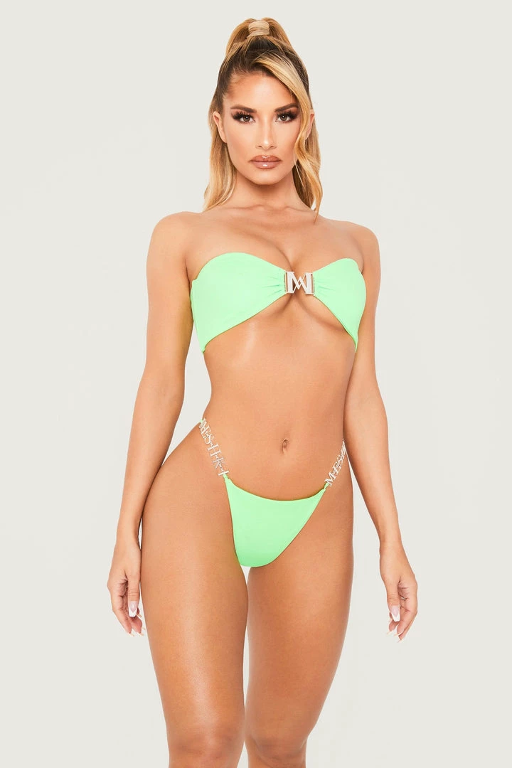GLD Sydnie Diamante Meshki Logo Bikini Bottom - Lime Green MESHKI SWIM 4 GLD Sydnie Diamante Meshki Logo Bikini Bottom - Lime Green MESHKI SWIM