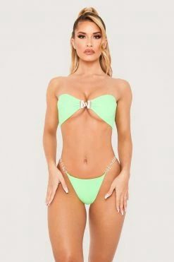 GLD Sydnie Diamante Meshki Logo Bikini Bottom - Lime Green MESHKI SWIM 11 GLD Sydnie Diamante Meshki Logo Bikini Bottom - Lime Green MESHKI SWIM