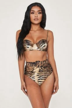 DGH MESHKI SWIM Hadley High Waisted Bottoms - Tiger