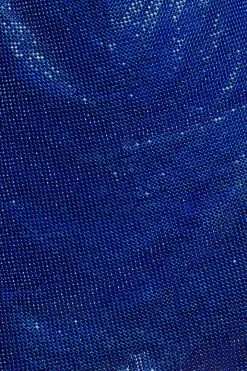 QNG Meilani Low Back Diamante Mesh Mini Dress - Cobalt Blue