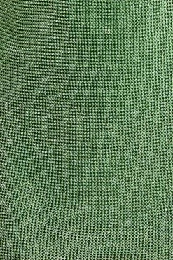 QNG Meilani Low Back Diamante Mesh Mini Dress - Green