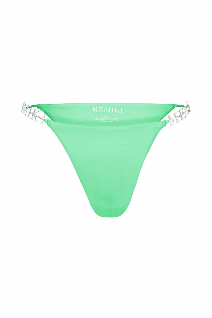 GLD Sydnie Diamante Meshki Logo Bikini Bottom - Lime Green MESHKI SWIM 7 GLD Sydnie Diamante Meshki Logo Bikini Bottom - Lime Green MESHKI SWIM