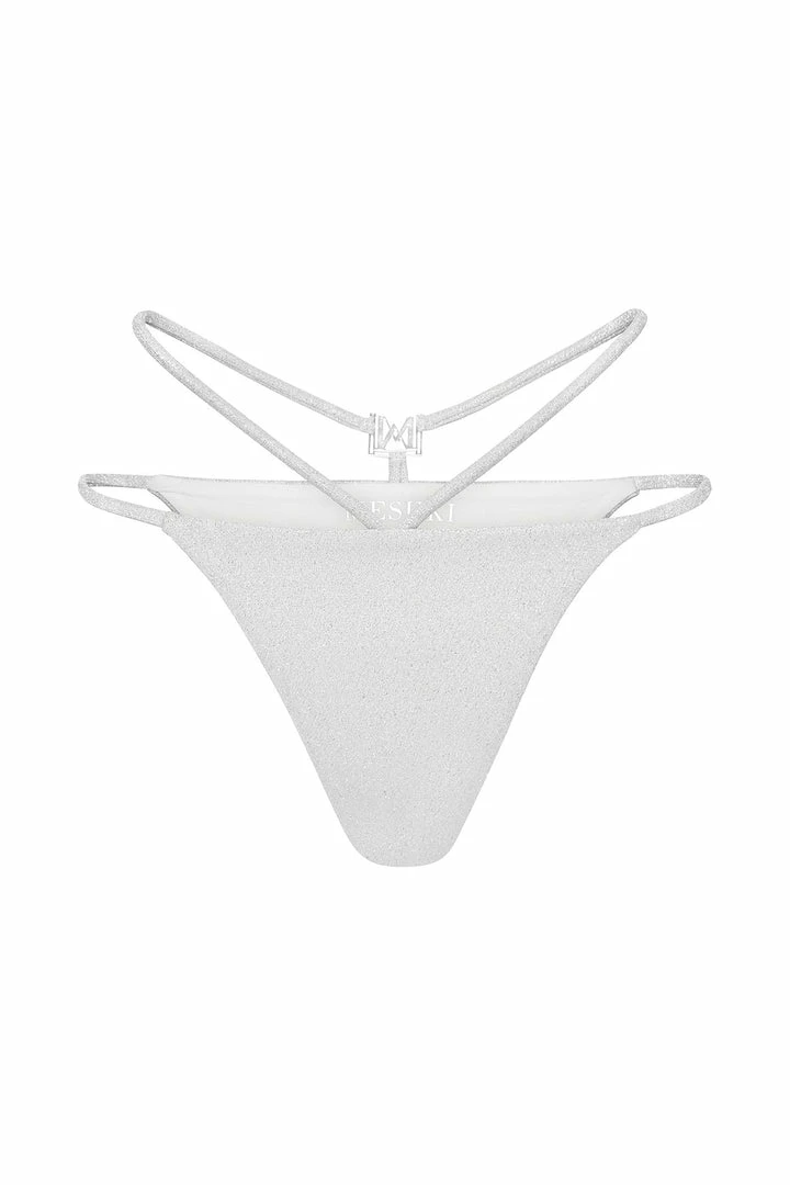 GLD Carley Meshki Logo Brazillian Bikini Bottom - Silver 8 GLD Carley Meshki Logo Brazillian Bikini Bottom - Silver