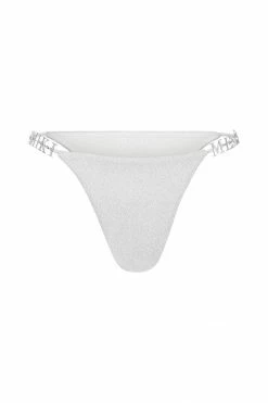 GLD Sydnie Diamante Meshki Logo Bikini Bottom - Silver