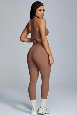HNG Thea Ribbed Racerback Crop Top - Mocha Activewear Tops 15 HNG Thea Ribbed Racerback Crop Top - Mocha Activewear Tops