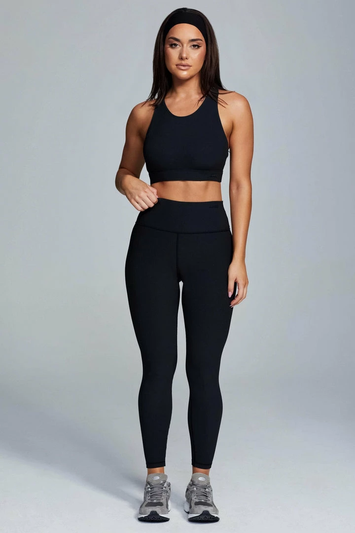 HNG Kenia Ribbed Halter Sports Bra - Black 4 HNG Kenia Ribbed Halter Sports Bra - Black