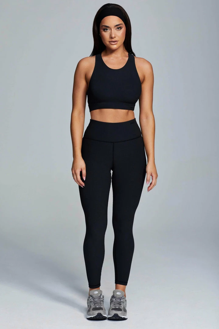 HNG Kenia Ribbed Halter Sports Bra - Black 5 HNG Kenia Ribbed Halter Sports Bra - Black