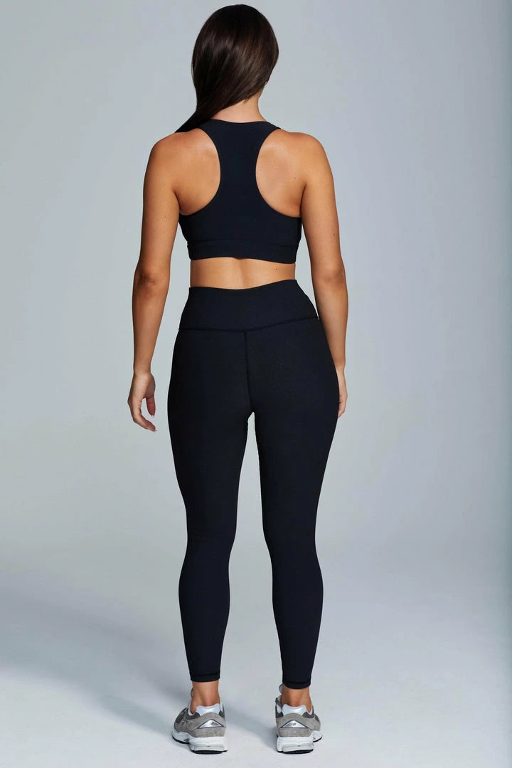 HNG Kenia Ribbed Halter Sports Bra - Black 2 HNG Kenia Ribbed Halter Sports Bra - Black