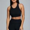 HNG Kenia Ribbed Halter Sports Bra - Black
