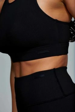 HNG Kenia Ribbed Halter Sports Bra - Black 10 HNG Kenia Ribbed Halter Sports Bra - Black