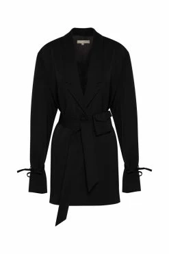 WNG DRESSES Rose Belted Blazer Dress With Bag - Black