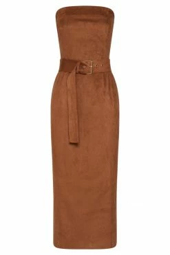 WNT Bella Suede Belted Midi Dress - Tan 23 WNT Bella Suede Belted Midi Dress - Tan