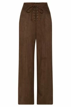 WNT Two Piece Sets Audrey Suede Wideleg Pants - Chocolate
