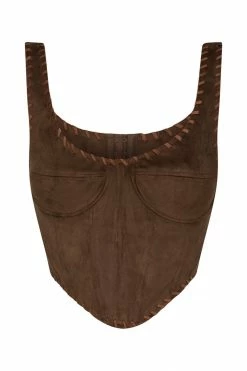 WNT Audrey Suede Corset - Chocolate Two Piece Sets