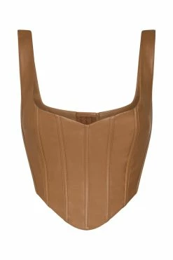 LCH Kali Faux Leather Corset - Dark Tan 29 LCH Kali Faux Leather Corset - Dark Tan