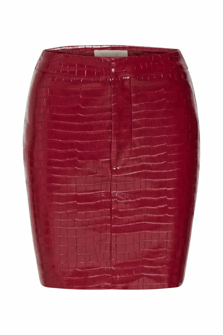 WNG All Bottoms Kasia Croc Faux Leather Mini Skirt - Cranberry 4 WNG All Bottoms Kasia Croc Faux Leather Mini Skirt - Cranberry