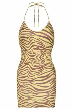 ROM Tali Halter Mini Dress - Zebra Print
