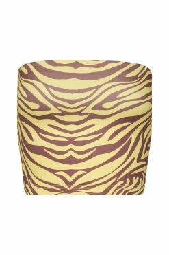 ROM Dina Bandeau Crop Top - Zebra Print