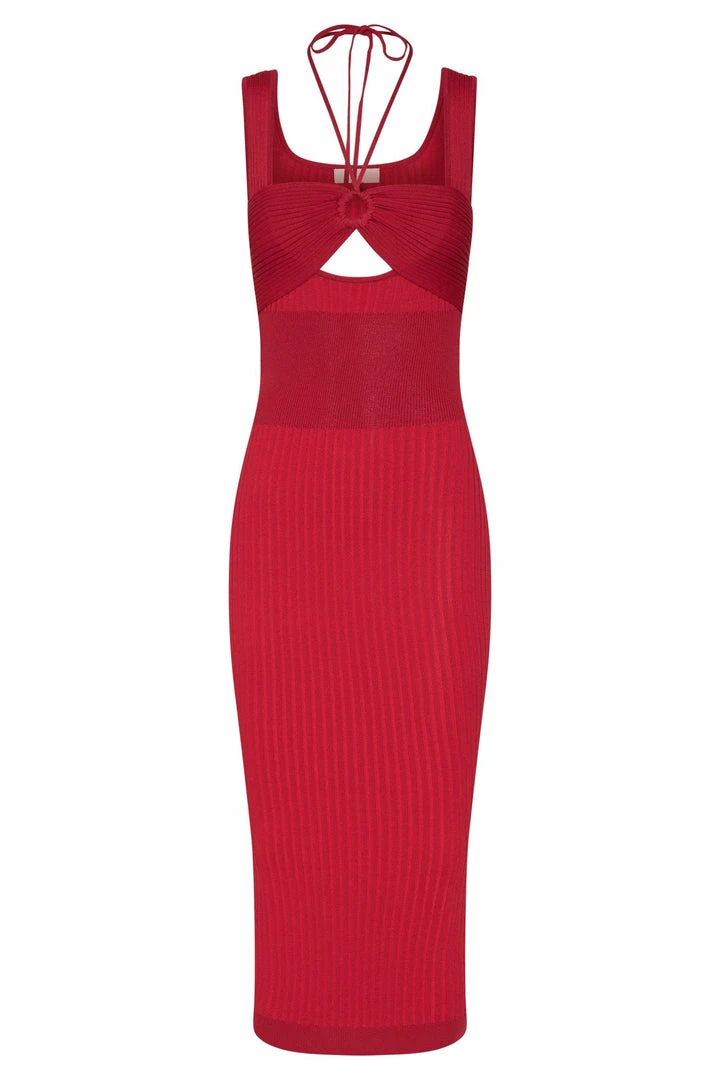 EMS Liana Bandeau Knitted Midi Dress - Chilli Pepper DRESSES 12 EMS Liana Bandeau Knitted Midi Dress - Chilli Pepper DRESSES