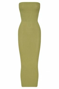 EMS Kyra Strapless Knit Midi Dress - Apple