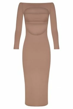WXI DRESSES Breanna Cut Out Midi Dress - Light Brown 19 WXI DRESSES Breanna Cut Out Midi Dress - Light Brown