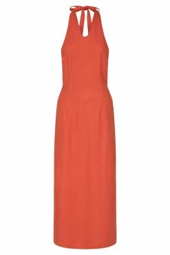 HSH Ellie Linen Halter Midi Dress - Terracotta 27 HSH Ellie Linen Halter Midi Dress - Terracotta