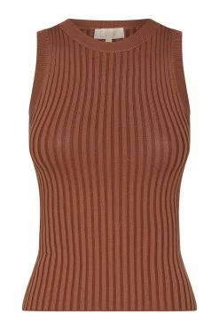EMS Andria Ribbed Knit Tank Top - Chocolate