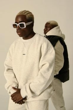 QNG Max Unisex Crew Neck Cosy Sweater - Snow Marle Two Piece Sets