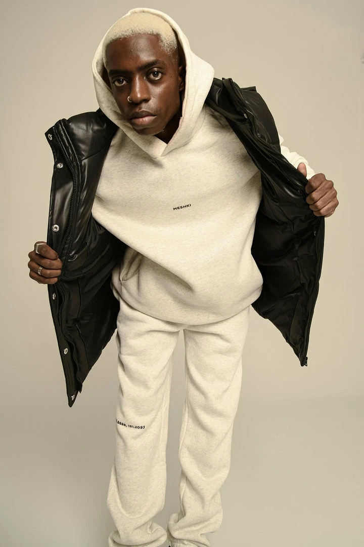 QNG Two Piece Sets Bay Unisex Oversized Cosy Hoodie - Snow Marle 1 QNG Two Piece Sets Bay Unisex Oversized Cosy Hoodie - Snow Marle