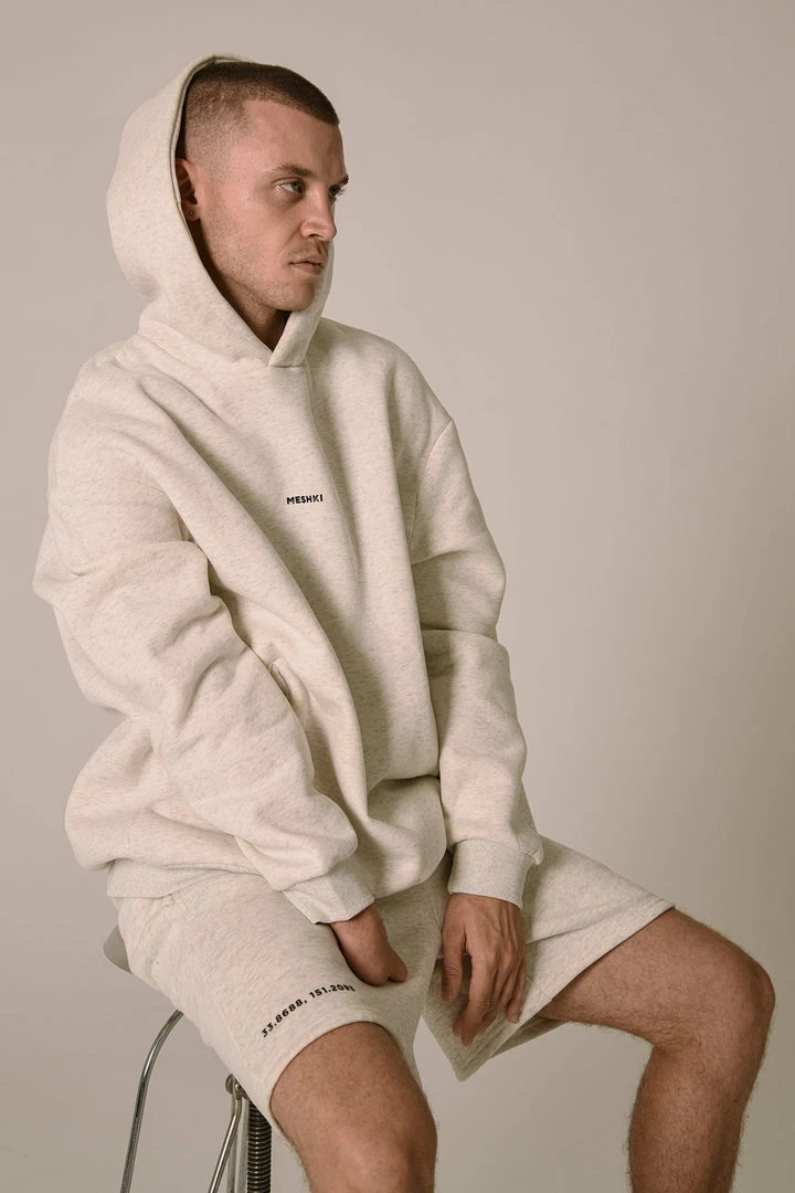 QNG Two Piece Sets Bay Unisex Oversized Cosy Hoodie - Snow Marle 2 QNG Two Piece Sets Bay Unisex Oversized Cosy Hoodie - Snow Marle