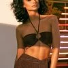 ROM Hope Ring Crop Top - Chocolate Shimmer Two Piece Sets