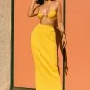 EMS Two Piece Sets Crystal Ribbed Midaxi Skirt - Yellow