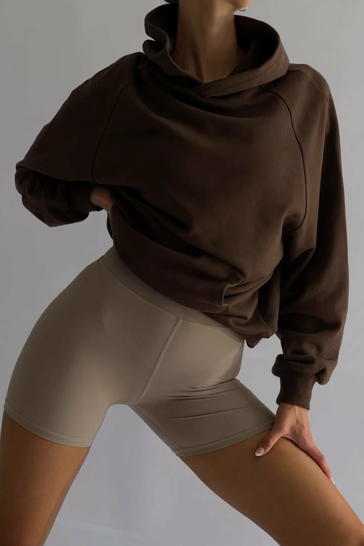 QNG Sweaters & Hoodies Monika Loopback Oversized Hoodie - Chocolate 2 QNG Sweaters & Hoodies Monika Loopback Oversized Hoodie - Chocolate