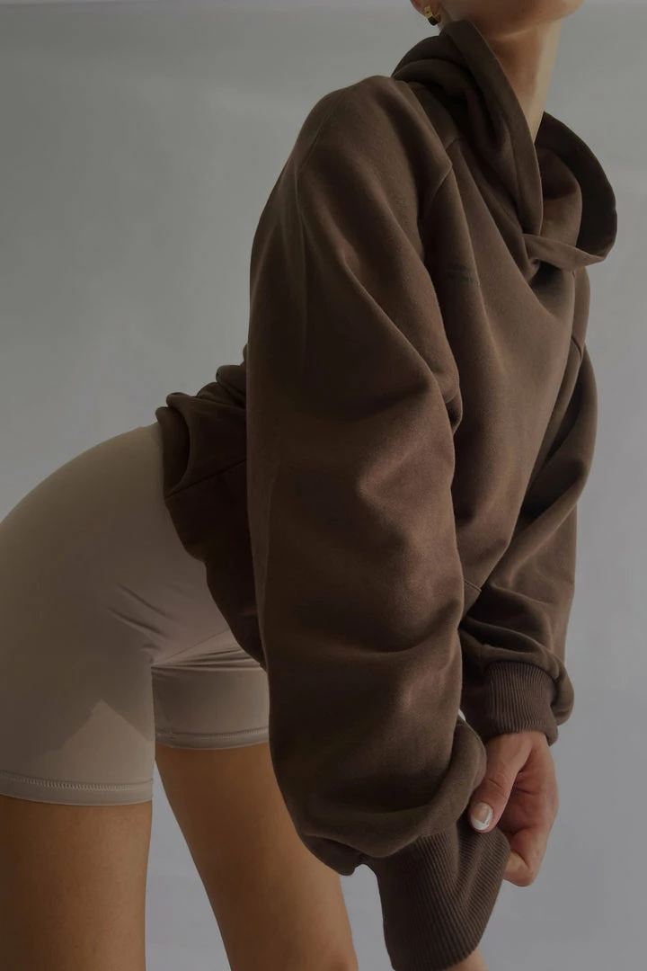 QNG Sweaters & Hoodies Monika Loopback Oversized Hoodie - Chocolate 3 QNG Sweaters & Hoodies Monika Loopback Oversized Hoodie - Chocolate