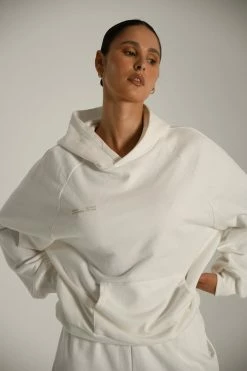 QNG Sweaters & Hoodies Monika Loopback Oversized Hoodie - White