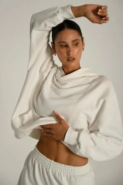 QNG Sweaters & Hoodies Monika Loopback Oversized Hoodie - White