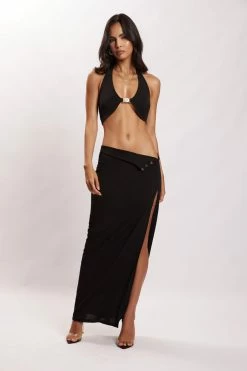 AMC Two Piece Sets Nicole Halter Crop Top - Black