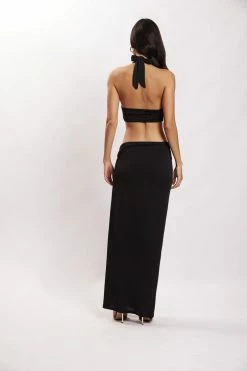 AMC Nicole Hook And Eye Maxi Skirt - Black