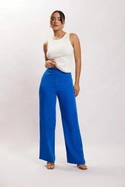 WNG All Bottoms Saskia Straight Leg Trousers - Cobalt Blue
