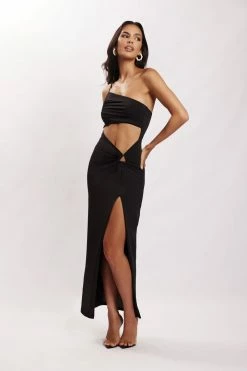 AMC DRESSES Sami Cut Out Midi Dress With Hardware - Black
