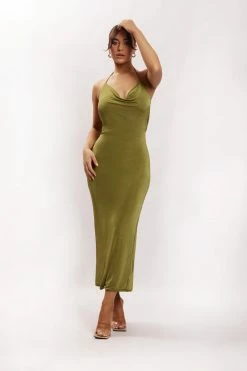 ROM Armani Ice Jersey Cowl Back Maxi Dress - Green DRESSES 11 ROM Armani Ice Jersey Cowl Back Maxi Dress - Green DRESSES